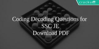Coding Decoding Questions for SSC JE PDF