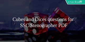 Cubes and Dices questions for SSC Stenographer PDF