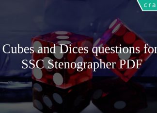 Cubes and Dices questions for SSC Stenographer PDF