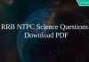 RRB NTPC Science Questions PDF