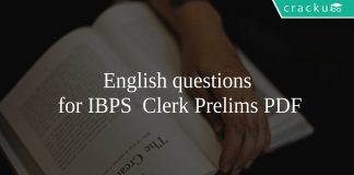 English questions for IBPS Clerk Prelims PDF