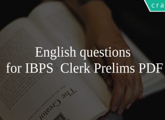 English questions for IBPS Clerk Prelims PDF