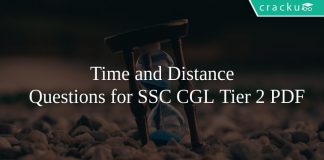 Time and Distance Questions for SSC CGL Tier 2 PDF