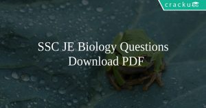 SSC JE Biology Questions PDF