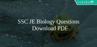 SSC JE Biology Questions PDF