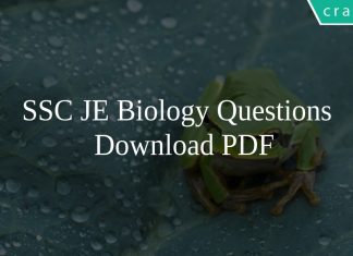 SSC JE Biology Questions PDF