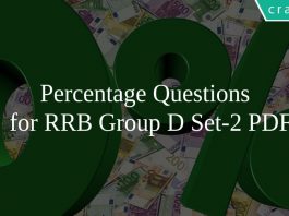 Percentage Questions for RRB Group D Set-2 PDF