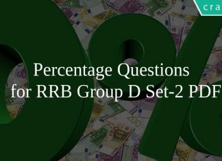 Percentage Questions for RRB Group D Set-2 PDF