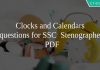 Clocks and Calendars questions for SSC Stenographer PDF