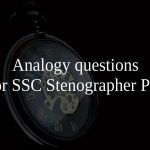 Analogy questions for SSC Stenographer PDF