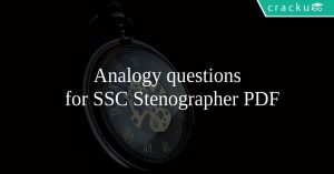 Analogy questions for SSC Stenographer PDF