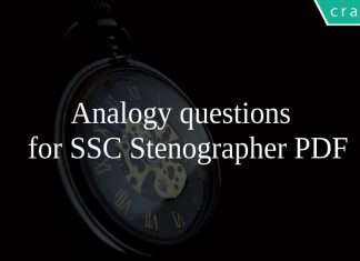 Analogy questions for SSC Stenographer PDF