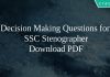 Decision Making Questions for SSC Stenographer PDF