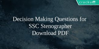 Decision Making Questions for SSC Stenographer PDF
