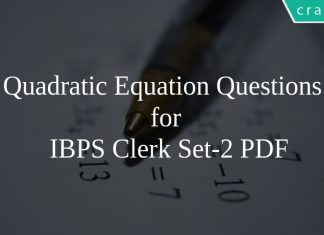 Quadratic Equation Questions for IBPS Clerk Set-2 PDF