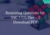 Reasoning Questions for SSC CGL Tier – 2 PDF