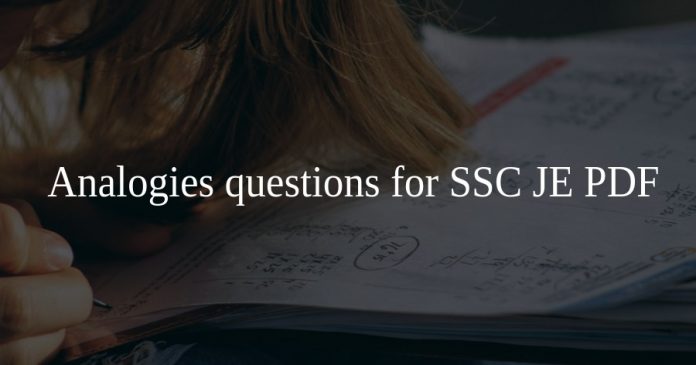 Analogies questions for SSC JE PDF