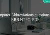 Computer Abbreviations questions for RRB NTPC PDF