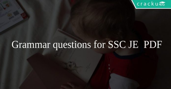 Grammar questions for SSC JE PDF