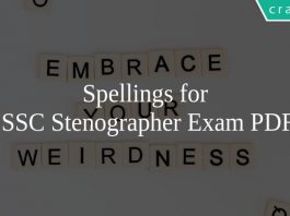 Spellings for SSC Stenographer Exam PDF