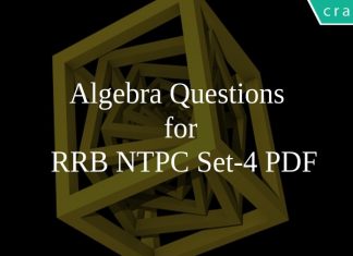 Algebra Questions for RRB NTPC Set-4 PDF