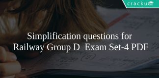 Simplification questions for Railway Group D Exam Set-4 PDF