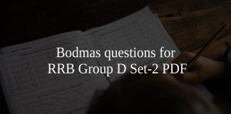 Bodmas questions for RRB Group D Set-2 PDF