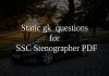 Static gk questions for ssc stenographer PDF