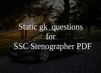 Static gk questions for ssc stenographer PDF