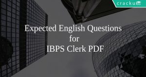 Expected English Questions for IBPS Clerk PDF