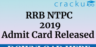 RRB NTPC 2019 Admit Card
