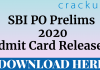 SBI PO Prelims 2020 Admit Card