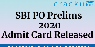 SBI PO Prelims 2020 Admit Card