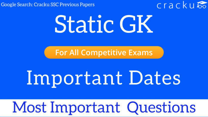 gk questions on Important Dates