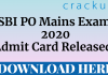 SBI PO Mains 2020 Admit Card