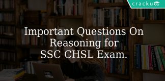 important questions on reasoning for ssc chsl exam.