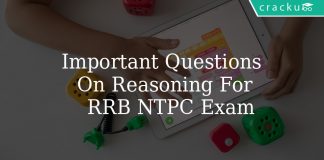 Important Questions On Reasoning For RRB NTPC Exam
