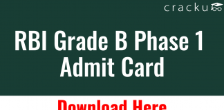 RBI Grade b Admit card