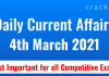 Daily current affairs March 4th 2021