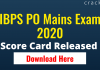 IBPS PO Mains Score Card 2020