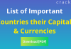 List of Important Countries their Capitals and Currencies - DownloadPDF