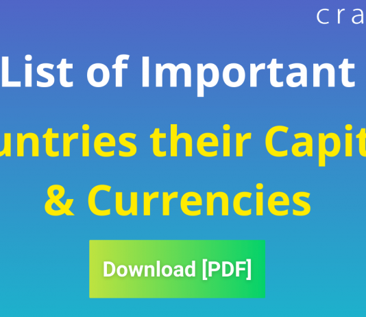List of Important Countries their Capitals and Currencies - DownloadPDF