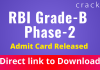 RBI Grade B Admit Card for Phase 2 2021