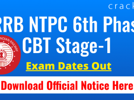 RRB NTPC 6th Phase CBT-1 Exam Dates Out