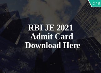 RBI JE 2021 Admit Card Download Here