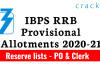 IBPS RRB PO & Clerk 2021 Provisional Allotment Under Reserve List