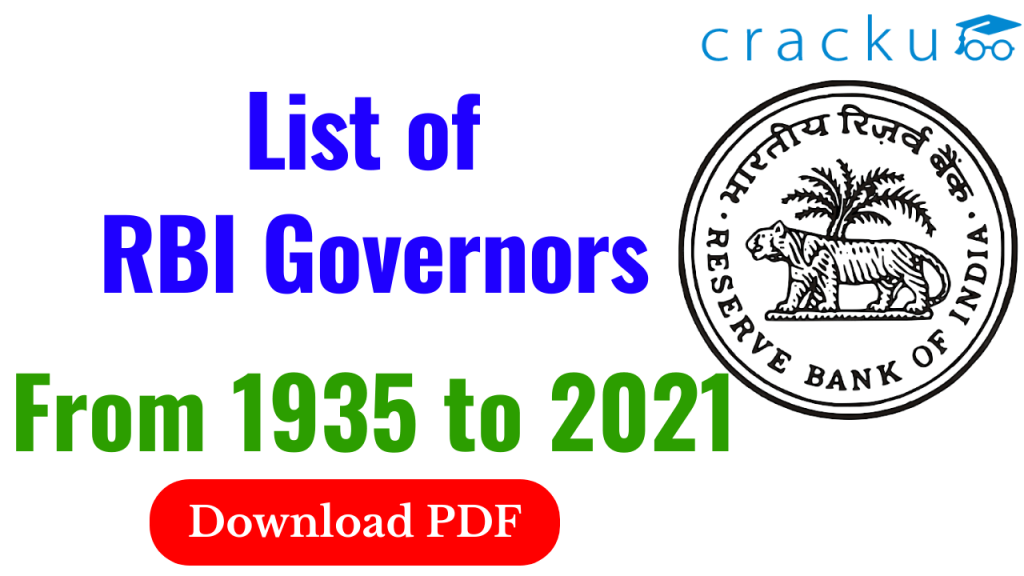 List Of RBI Governors From 1935 To 2021 - Download PDF - Cracku