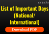 List of Important Days