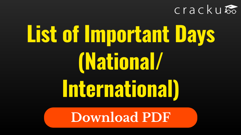 List of Important Days & Dates (National/International) Download PDF