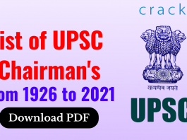 List of UPSC Chairman's from 1926 to 2021